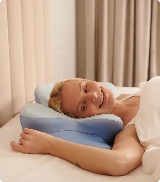 Derila Ergo Pillow &mdash; User Experiencing Pain-Free Sleep with Butterfly Contour