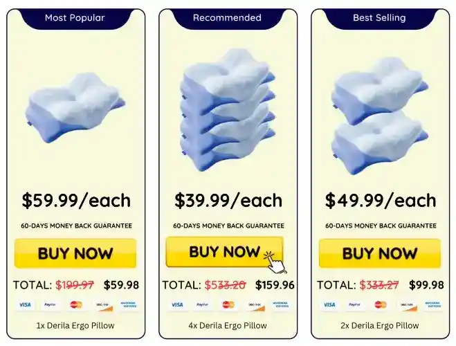 Derila Ergo Pillow &mdash; Official USA Pricing Packages 2026